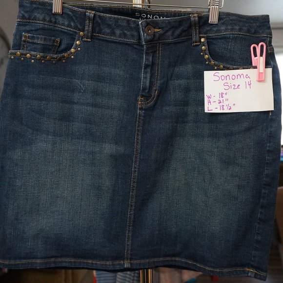 Sonoma Dark Denim Blue Jean Skirt - Picture 1 of 3